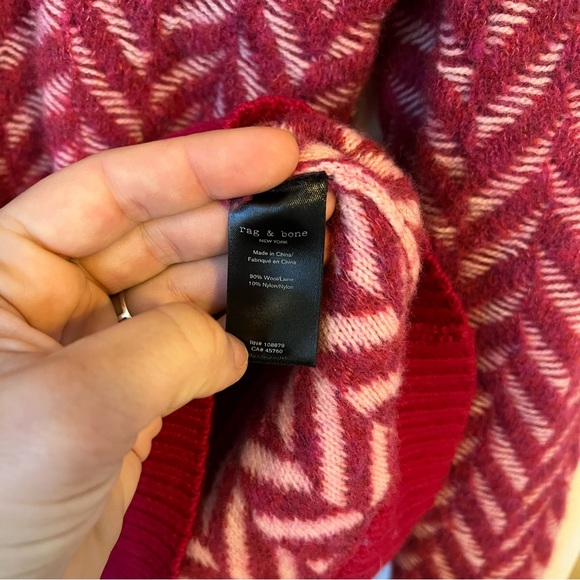 rag & bone Biata V-Neck Sweater, Sz S | Wool, Radish Pink - Picture 5 of 12